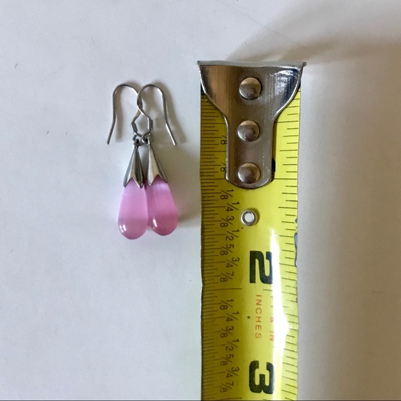 Handcrafted Pink Stone Earrings - Picture 3 of 3